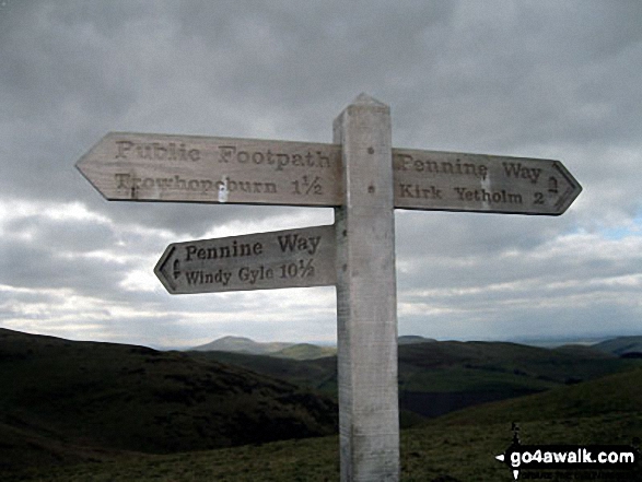 Walk n158 Ring Chesters, Eccles Cairn and The Border from Hethpool - The Pennine Way on the English/Scottish Border near Eccles Cairn