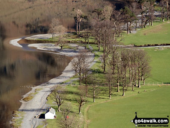 Walk c160 Pillar from Gatesgarth, Buttermere - The South East shore of Buttermere Lake from near High Wax Knott above Peggy's Bridge (on the way to Hay Stacks)