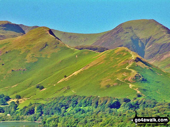 Walk c335 Latrigg from Gale Road (Underscar) nr Keswick - Cat Bells (Catbells) with Dale Head (Newlands) & Hindscarth beyond from Latrigg