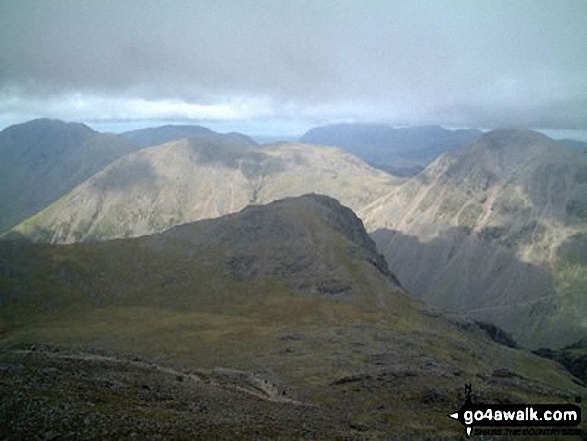 Yewbarrow (centre) and Kirk Fell (right) from Sca Fell