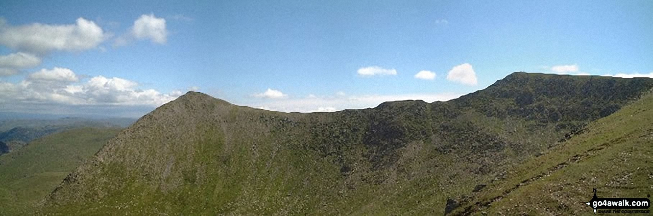 Walk c124 Helvellyn Ridge from Thirlmere - *Catstye Cam (left), Swirral Edge and Helvellyn from White Side