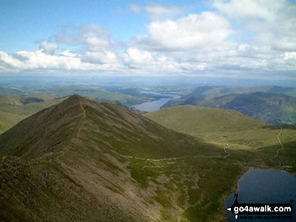 Walk c224 Helvellyn via Swirral Edge and Raise from Glenridding - Swirral Edge and Catstye Cam from Helvellyn