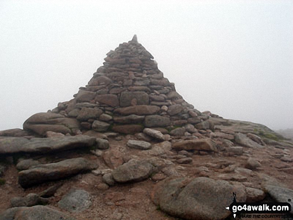 Walk h101 Cairn Gorm from Cairn Gorm Ski Centre - Cairn Gorm summit cairn in mist