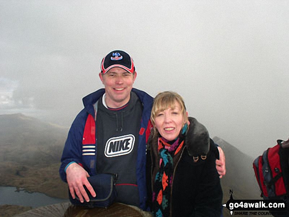 Walk gw107 Snowdon and Yr Aran from Rhyd-Ddu - Me and my wife on Mount Snowdon
