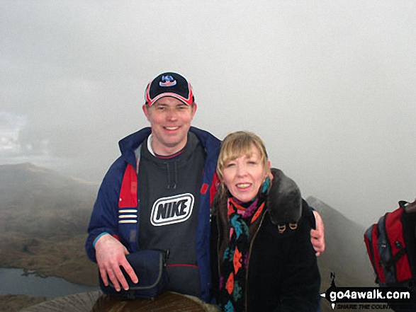 Walk gw186 Garnedd Ugain, Snowdon (Yr Wyddfa) & Moel Cynghorion from Llanberis - Me and my wife on Mount Snowdon