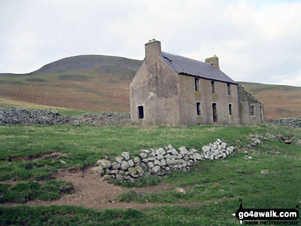 The ruin at South Cote with Hownam Law beyond 