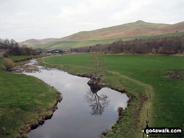 Walk bo124 Hownam Law from Morebattle - Grubbit Law (left) and Hownam Law (right) from Kale Water near Howgate