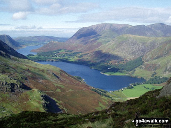 Walk c151 Great Gable, Kirk Fell and Hay Stacks from Honister Hause - Crummock Water and Buttermere with Grasmoor beyond from Hay Stacks (Haystacks)