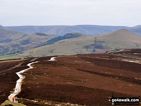 Walk d144 Winhill Pike (Win Hill) and Hope Cross from Yorkshire Bridge - The Hope Valley and Lose Hill (Ward's Piece) (right) from Winhill Pike (Win Hill) summit