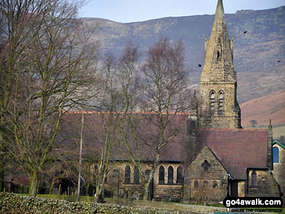 Walk d240 Kinder Downfall and Kinder Scout from Edale - Edale Church