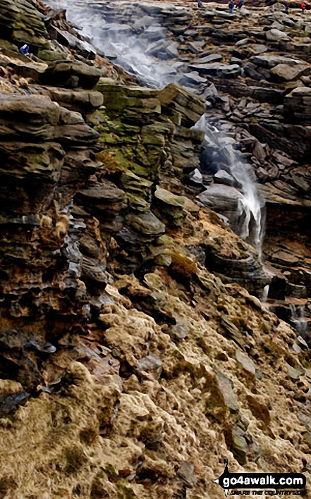 Walk d170 Kinder Downfall and Kinder Low from Bowden Bridge, Hayfield - The River Kinder being blown UP Kinder Downfall by the wind