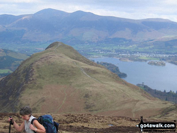 Walk c459 The Greater Newlands Horseshoe from Hawes End - Cat Bells (Catbells) from Maiden Moor The Newlands Horseshoe with Keswick and Skiddaw beyond