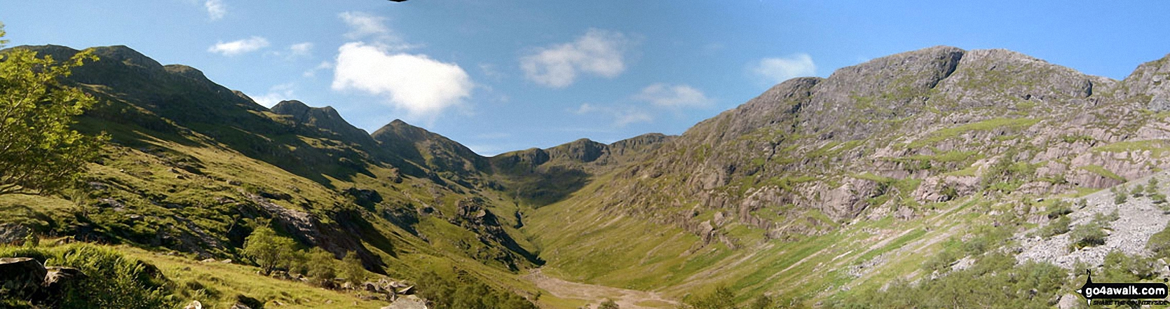 *Beinn Fhada (Stob Coire Sgreamhach) (left), Stob Coire Sgreamhach (centre left), Bidean Nam Bian (centre right) and Gearr Aonach (right) from Coire Gabhail (The 'Lost Valley' of Glen Coe)