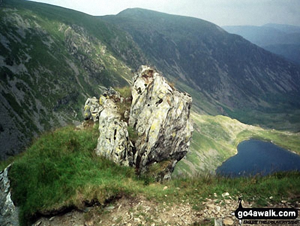 Walk gw103 Cadair Idris (Penygadair), Cyfrwy and Gau Graig via The Minffordd Path - Llyn Cau from the Minffordd Path on the upper slopes of Cadair Idris