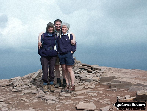 Walk po104 Pen y Fan and Cribyn from Nant Gwdi - Jenny, Betty and myself in the middle on Pen Y Fan