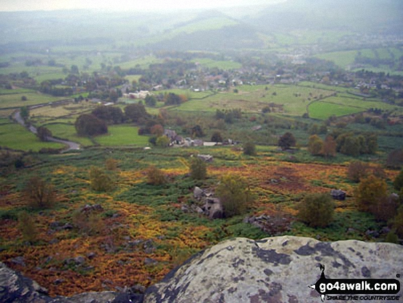 Walk d143 Curbar Edge, Froggatt Edge and Big Moor from Curbar Gap - Stoney Middleton, The River Derwent and Curbar from Curbar Edge