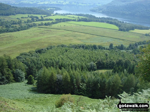 Walk c352 Gowbarrow Fell (Airy Crag) from Aira Force - Swinburn's Park, Watermillock and Ullswater from Yew Crag (Gowbarrow Fell)