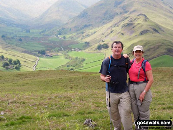 Janet and Dave on Hallin Fell with Martindale in the background 