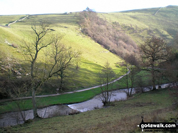 Walk s238 Manifold Valley, Ilam, Dove Dale, Milldale, Alstonefield and Wetton from Weag's Bridge - Dove Dale from Achas Bank above Milldale, 