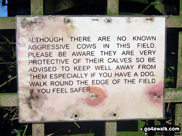 Walk d125 Hob Hurst's House and Beeley Moor from Beeley - Sign on a fence in Beeley