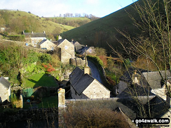 Walk s238 Manifold Valley, Ilam, Dove Dale, Milldale, Alstonefield and Wetton from Weag's Bridge - Milldale Village from Achas Bank, 