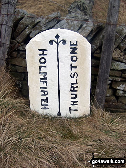 Walk sy106 Snailsden from Winscar Reservoir, Dunford Bridge - Boundary stone near Harden Reservoir