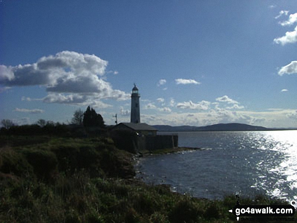 Hale Head Lighthouse with Helsby Hill beyond the River Mersey