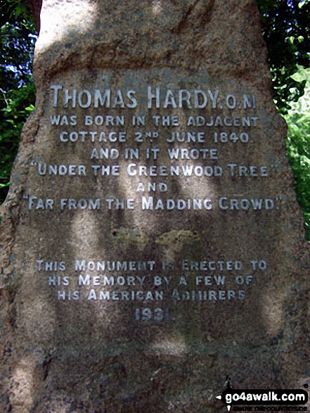 Walk do133 Hardy's Cottage and Puddletown Forest from Higher Bockhampton - Thomas Hardy memorial stone near his birthplace in Higher Bockhampton