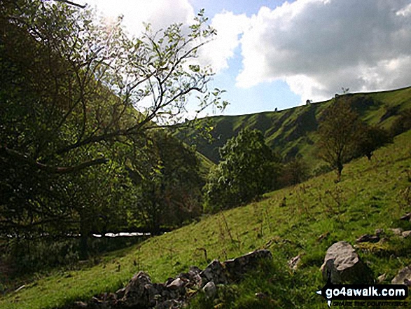 Walk d134 Wolfscote Dale, Biggin Dale, Biggin and The Tissington Trail from Alsop-en-le-Dale Station - Wolfscote Dale from above Coldeaton Bridge