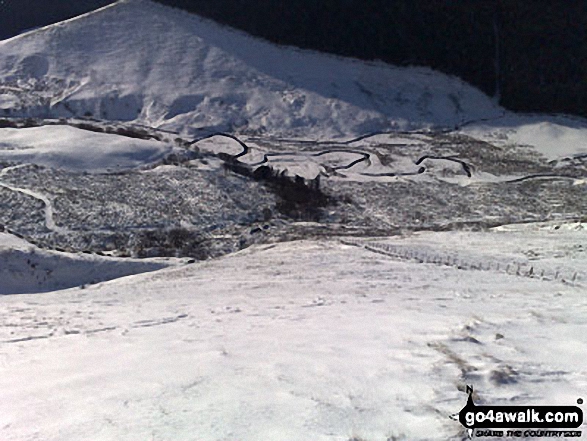 Alport Dale from Alport Castles in the snow 