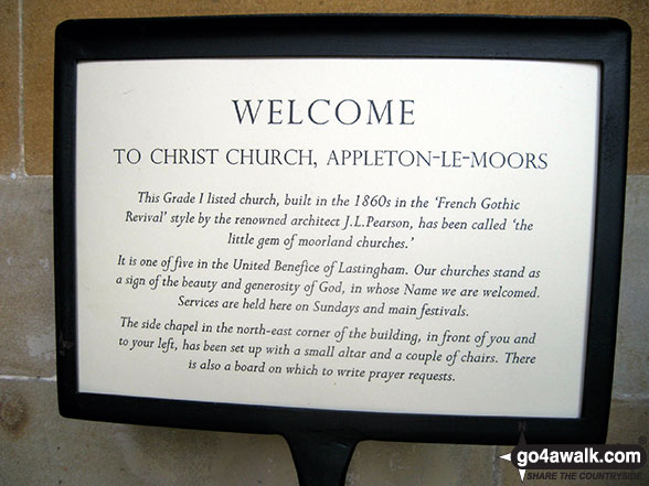 Walk ny190 Appleton-le-Moors from Hutton-le-Hole - Plaque in Appleton-le-Moors church