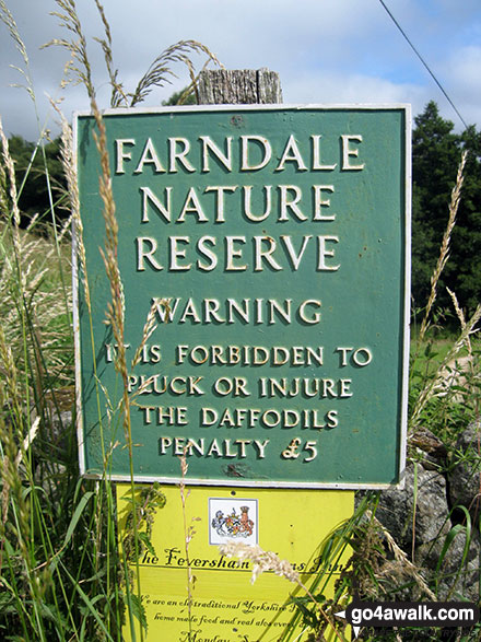 Walk ny201 Rudland Rigg and Farndale Nature Reserve from Low Mill - Sign outside Ferndale Nature reserve, Low Mill