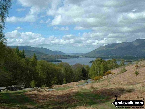 Walk c201 Ashness Bridge and Walla Crag from Keswick - Looking North-West up Derwent Water from just above Ashness Bridge