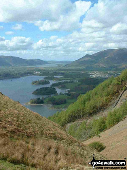 Walk c296 High Seat and Bleaberry Fell from Keswick - Derwent Water, Keswick and beyond from Walla Crag