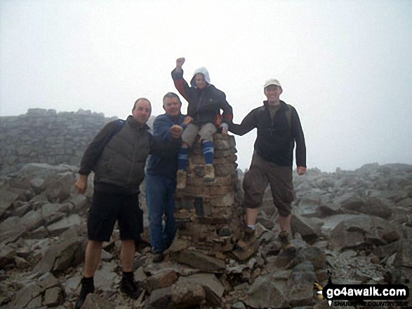 Walk c172 Scafell Pike via The Corridor Route from Wasdale Head, Wast Water - On the summit of Scafell Pike