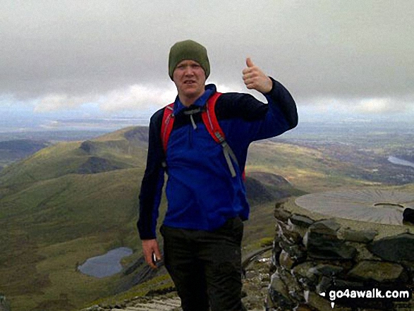 Walk gw105 Snowdon via The Watkin Path from Nantgwynant - On the summit of Mount Snowdon