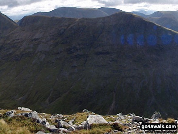 Stob Coire Altruim (Buachaille Etive Mor) & Stob na Broige (Buachaille Etive Mor) with Clach Leathad (Creise), Creise & Stob A' Ghlais Choire (Creise) beyond from the summit of Buachaille Etive Beag (Stob Dubh) 