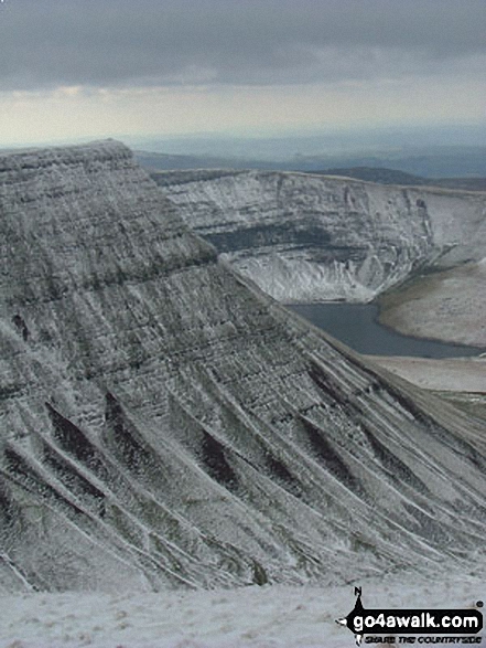 Llyn y Fan Fach below the Picws Du (Bannau Sir Gaer) crags from Fan Foel