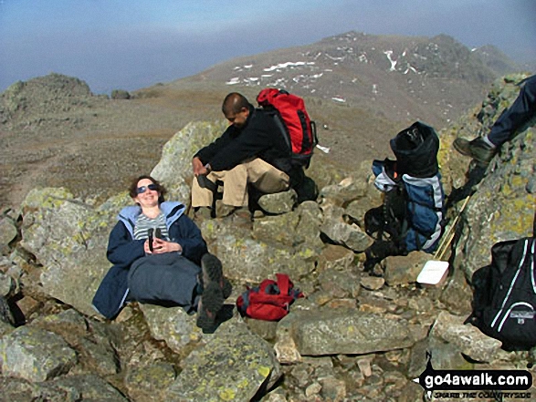 Walk c166 The Scafell Masiff from Wha House Farm, Eskdale - On Sca Fell summit