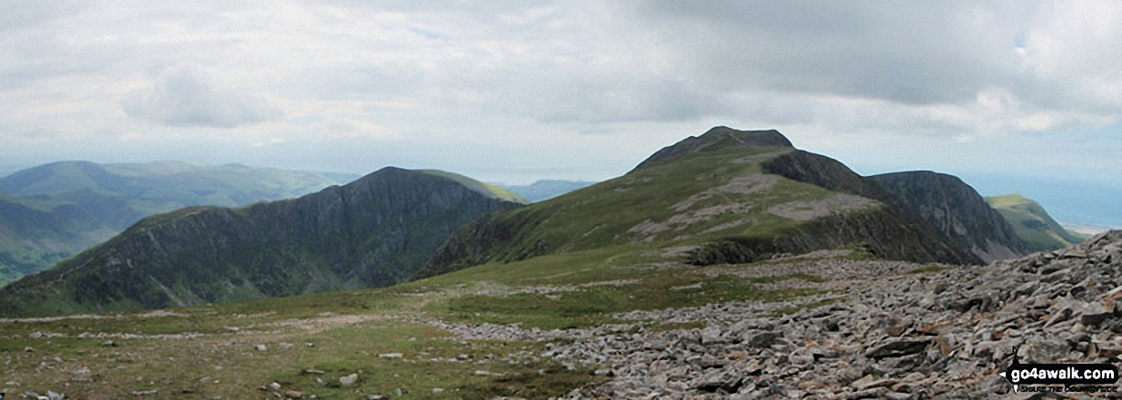 Walk gw152 Cadair Idris (Penygadair), Mynydd Moel, Cyfrwy and Gau Craig via The Pony Path - Craig Cwm Amarch and Cadair Idris (Penygadair) from Mynydd Moel