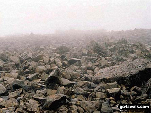 Walk h137 Ben Nevis and Carn Mor Dearg from Achintee, Fort William - Mist on Ben Nevis Summit