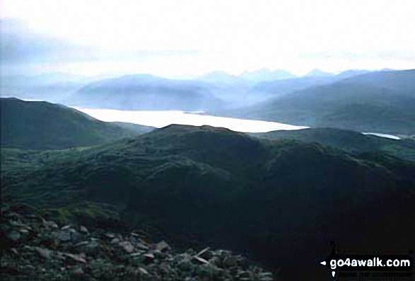 Walk h100 Ben Nevis via The Tourist Path from Achintee, Fort William - West from Ben Nevis Summit