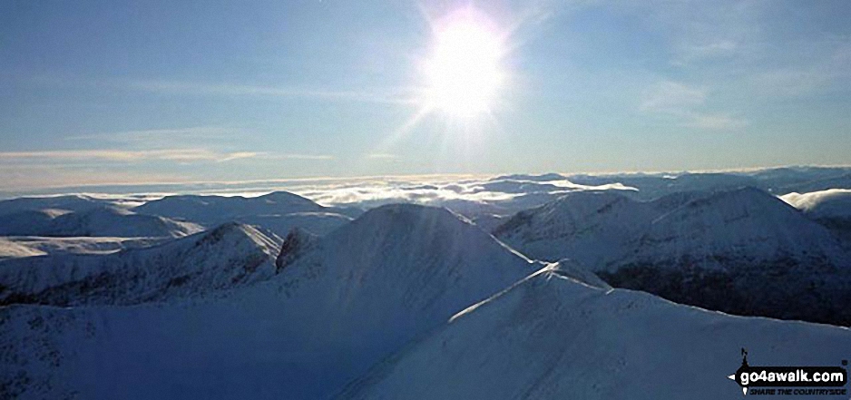 Cadha na Beucaich, A' Cheir Ghorm and Arkle (Sutherland) from Foinaven (Ganu Mor) in the snow