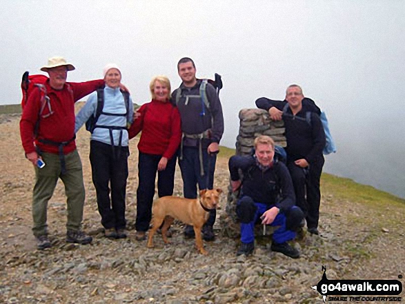 Walk c394 Helvellyn, Catstye Cam and Sheffield Pike from Glenridding - At the summit of Helvellyn during a recent family get together