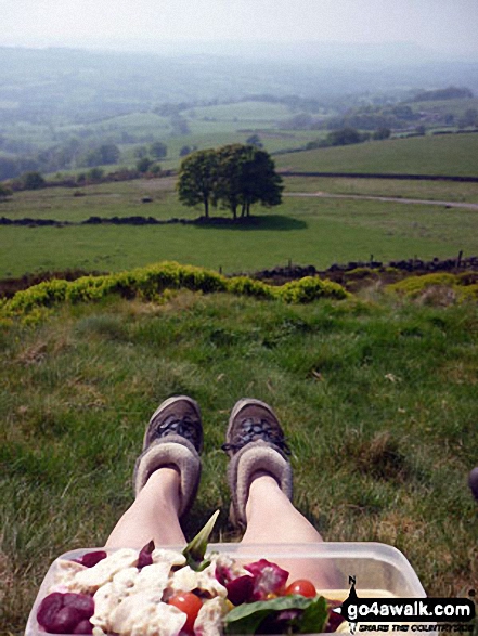 Having my picnic on a hazy day up The Roaches