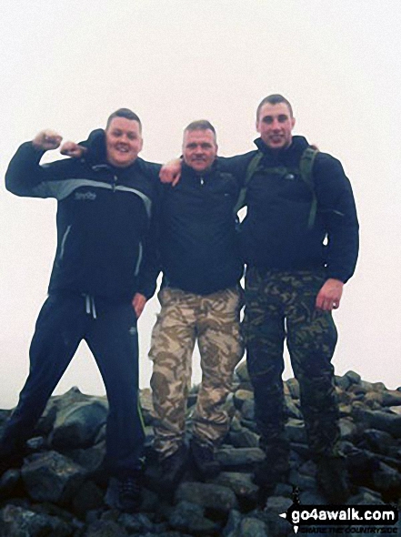 Walk c370 Scafell Pike from Seathwaite - Me with Stuart Nicholson and Ryan McDowell on Scafell Pike.