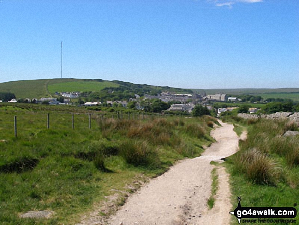 Princetown from the path to South Hessary Tor with North Hessary Tor beyond 