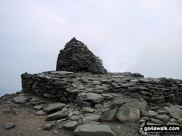 Walk c179 The Seathwaite Round from Seathwaite, Duddon Valley - The huge summit cairn on Coniston Old Man