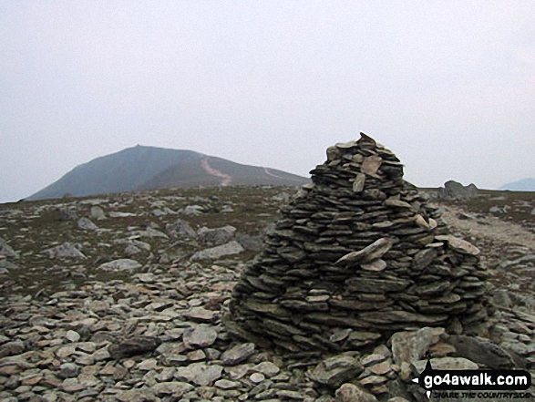 The huge summit cairn on Brim Fell 