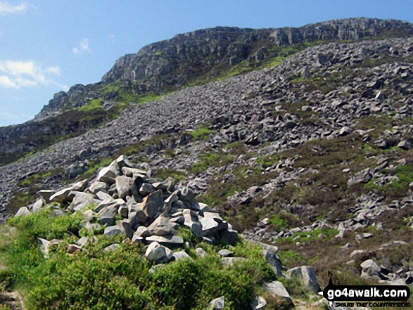 Walk gw159 Rhinog Fawr, Rhinog Fach, Y Llethr and Diffwys from Cwm Nantcol - Looking back up to Rhinog Fawr from the large cairn on Bwlch Drws-Ardudwy